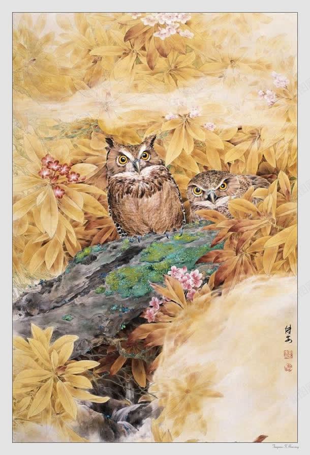 中国名家花朵猫头鹰画集jpg设计背景_新图网 https://ixintu.com 中国 名家 猫头鹰 画集 花朵