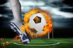 巴西世界杯素材草地上的火焰足球高清图片
