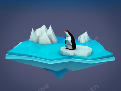 冰山上的企鹅卡通海报背景背景