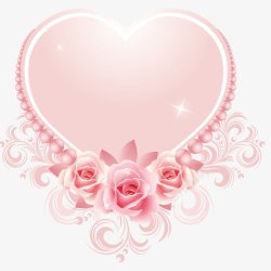 粉红框心形玫瑰花画框高清图片
