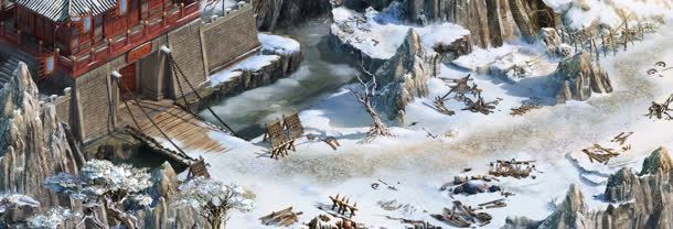 雪后的城墙小路游戏场景背景