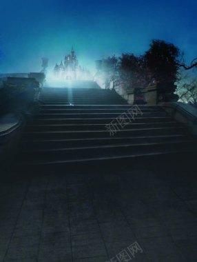创意之摄影创意蓝色的光效城堡摄影图片