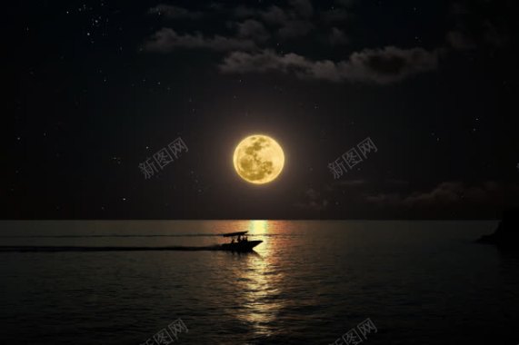 夜晚湖面月亮海报背景背景