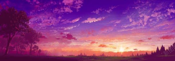 紫色天空夕阳树林jpg设计背景_新图网 https://ixintu.com 夕阳 天空 树林 紫色