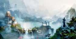 悬崖白云神秘的蓝天白云悬崖高清图片