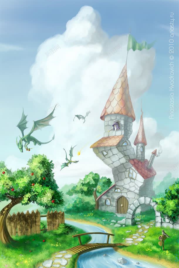 手绘卡通花朵城堡壁纸jpg设计背景_新图网 https://ixintu.com 卡通 城堡 壁纸 花朵