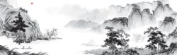 海报素雅中式手绘水墨山水海报背景高清图片