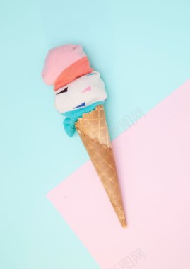 布艺三色冰淇淋海报背景背景