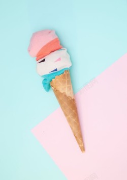 三色冰淇淋布艺三色冰淇淋海报背景高清图片