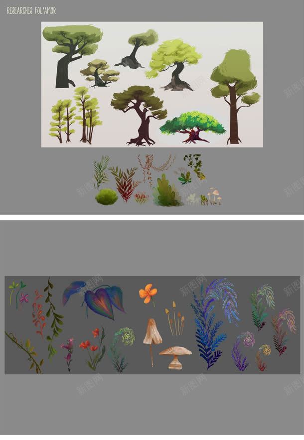 手绘各种绿色植物jpg设计背景_新图网 https://ixintu.com 各种 绿色植物