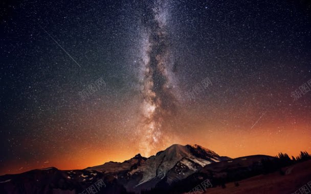 喷发火山流星夜空背景