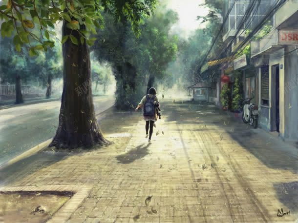 城市街道奔跑的女孩jpg设计背景_新图网 https://ixintu.com 城市 奔跑 女孩 街道