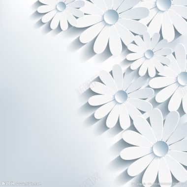 白色花朵投影例会背景背景