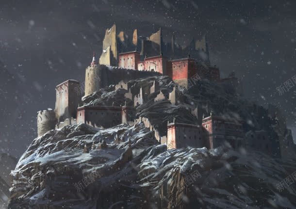 山顶上的城堡插画jpg设计背景_新图网 https://ixintu.com 城堡 山顶 插画
