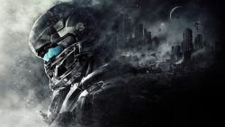 黑色的机器人黑色毁灭城市机器人海报背景高清图片
