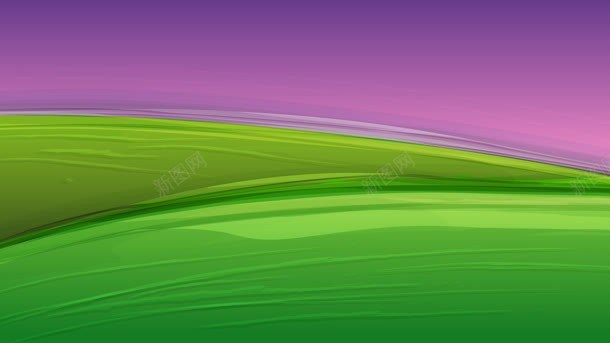 紫色天空绿色草地背景