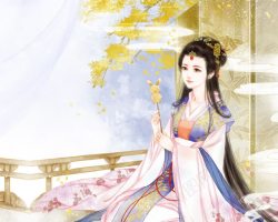淡雅美女古风淡雅清秀美女手绘插画高清图片