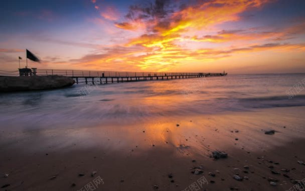 海上栈桥自然风景背景