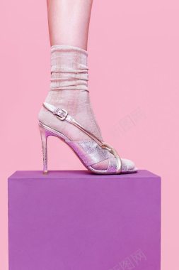 粉色海报高跟鞋袜子背景