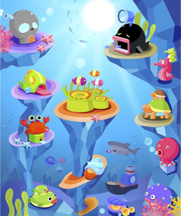 卡通海底世界水生物jpg设计背景_新图网 https://ixintu.com 世界 卡通 海底 生物