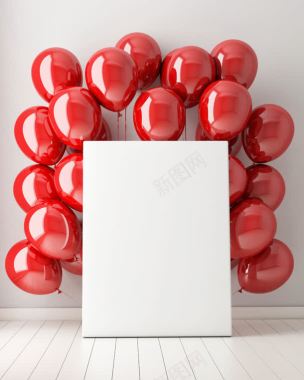 鲜艳大红色气球广告板背景