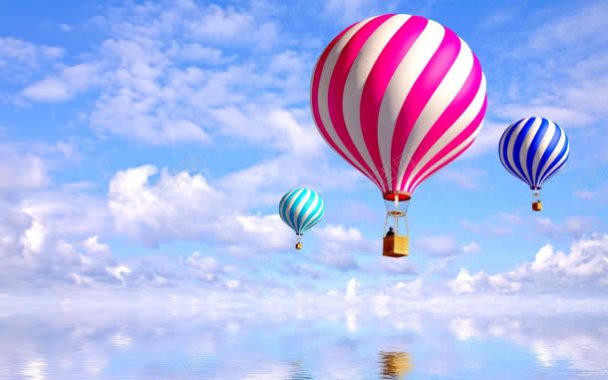 冰淇淋球免抠天空白云热气球背景背景