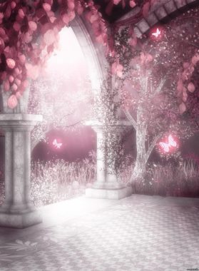 粉色梦幻树叶走廊背景