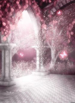 粉色走廊粉色梦幻树叶走廊高清图片