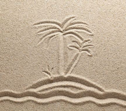 沙子上画的椰子树背景