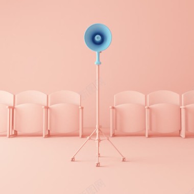 粉色椅子蓝色喇叭背景