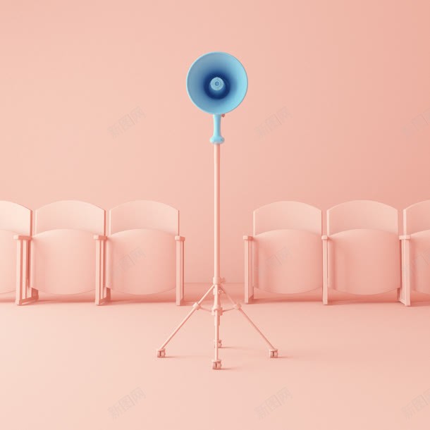 粉色椅子蓝色喇叭jpg设计背景_新图网 https://ixintu.com 喇叭 椅子 粉色 蓝色