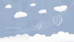 空气治理海报白云热气球卡通海报背景高清图片