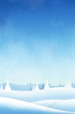 雪地树林冬季卡通景观高清图片