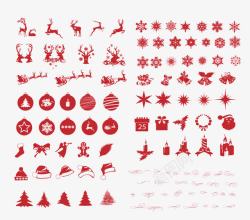 红色鹿圣诞剪影合集矢量图高清图片