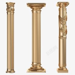 浮雕装饰欧式复古金色罗马柱子高清图片