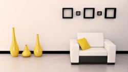 居室设计家居室白色沙发照片墙花瓶高清图片