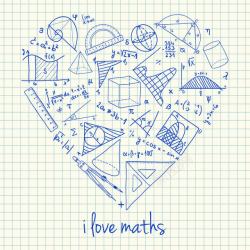 几何花边爱心数学背景高清图片