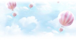 粉色天空梦幻天空粉色热气球背景图高清图片