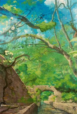 彩绘油画树木藤蔓背景