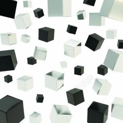 悬浮立方体黑色和银色的正方体高清图片
