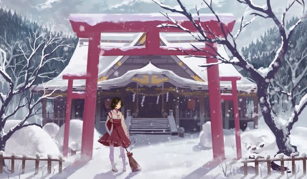 手绘漫画雪地树林jpg设计背景_新图网 https://ixintu.com 树林 漫画 雪地