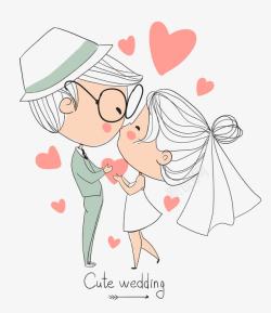 婚礼漫画手绘卡通婚礼人物高清图片