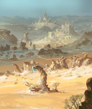 彩绘风格游戏场景沙漠背景