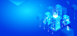 数据时代25D科技风区块链科技蓝色banner背景高清图片