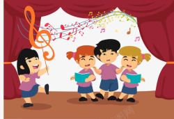 合唱团队卡通儿童音乐表演高清图片