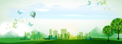 绿化建立低碳绿色城市手绘卡通绿色banner高清图片
