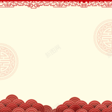 黄色简约中国风淘宝新年窗棂海浪纹理主图背景