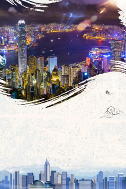 香港旅游简约海报背景