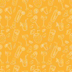 夏季饮品简笔画橙黄色夏季饮料无缝背景矢量高清图片