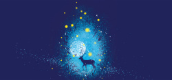 星空下的鹿星空下的鹿插画BANNER高清图片
